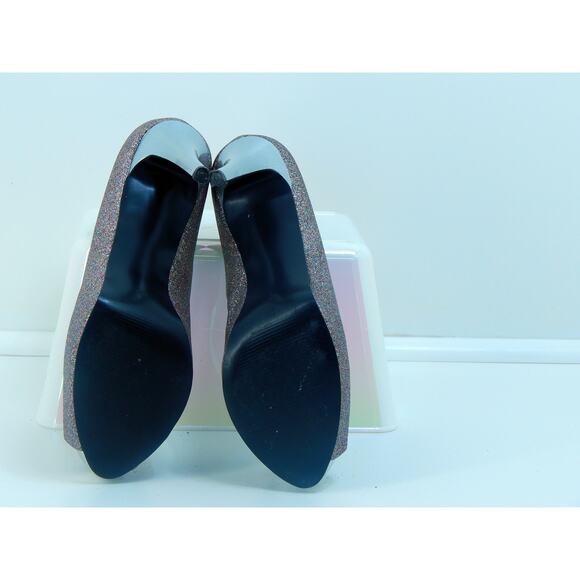 Guess Women's Size 8.5 Silver Multi-color Sparkle Peep Toe Stilleto Heels - Picture 4 of 8